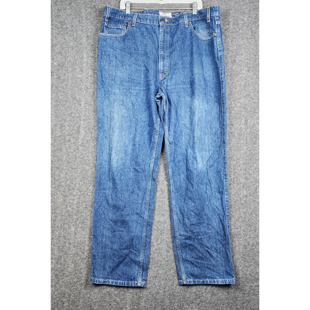 Levi Strauss Signature 540 Jeans Mens 44x32 Blue Relaxed Fit Straight Leg Cotton